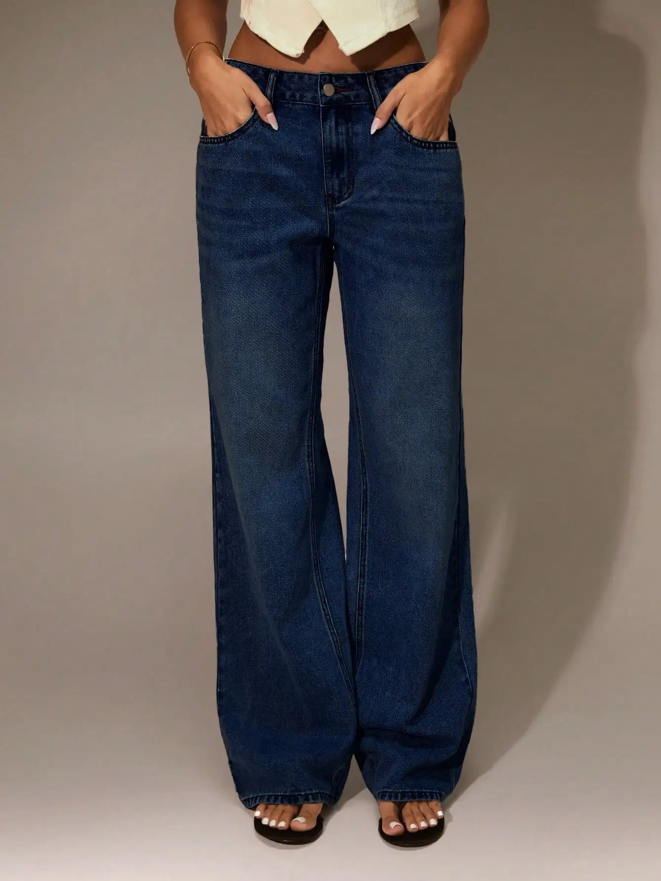 Women's High Waist Wide Leg Denim Jeans - Casual Y2K Style for Streetwear & Going Out