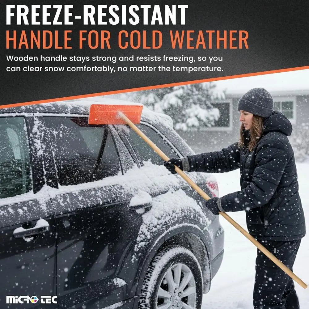 USA-Made 72 Wooden Handle Snow Rake - 18 Vinyl-Coated, Non-Abrasive, Freeze-Resistant Snow Removal Tool (2-Pack)