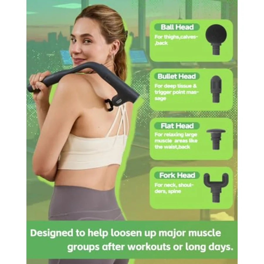 Convertible 3-in-1 Massage Gun Deep Tissue with Extended Handle Back Pain Relief Percussion Muscle Massager for Neck Shoulder M
