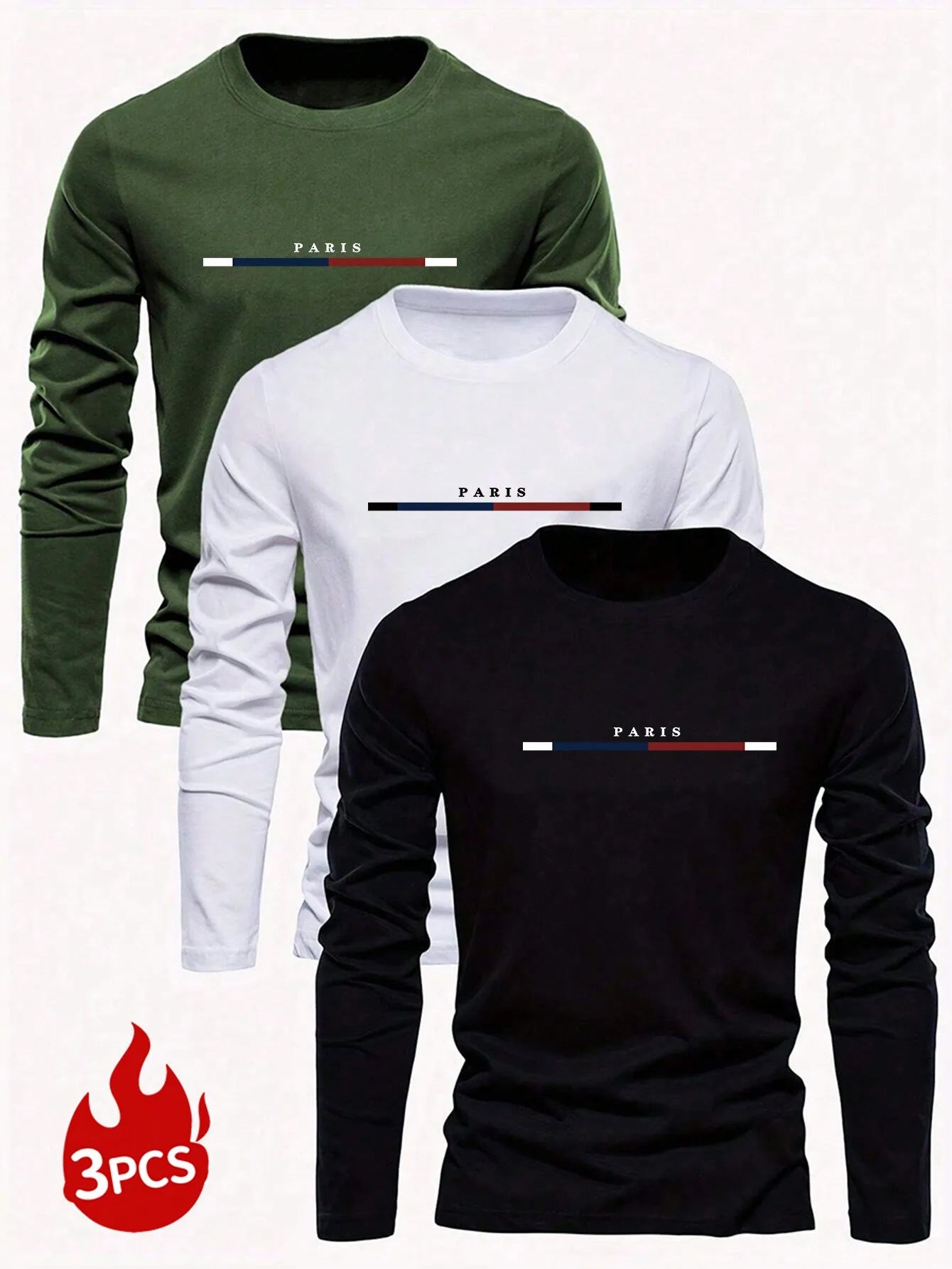3pcs Men's Minimalist Letter Print Long Sleeve T-Shirts for Casual Daily Wear, Autumn Fall Style