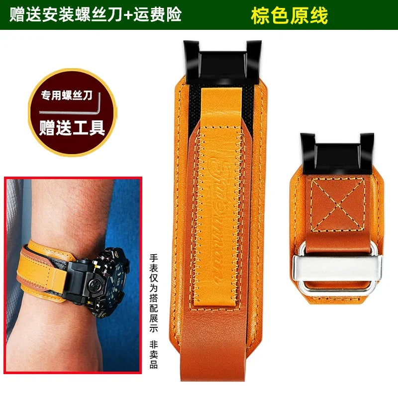 GWG-B1000 Modified Cowhide strap for Casio G-SHOCK third-generation Big Mud King for First /second generation GWG-1000/GWG-2000