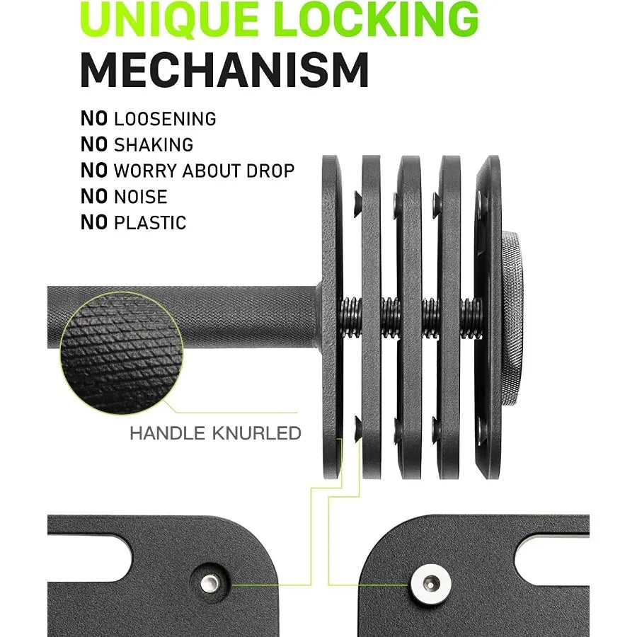 Adjustable Dumbbell Set, 10-50LB x2, 5lb Increments, Quick-Lock Square Weight Dumbbells for Home Gym Fitness