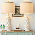 Farmhouse Table Lamps Set of 2 with USB Charging Ports, Touch Dimmable Control, Includes LED Bulbs