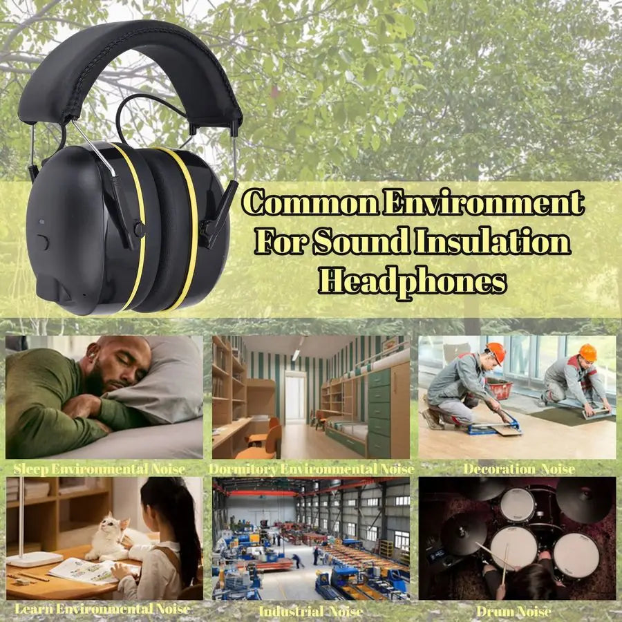 Ear Muffs, Bluetooth 5.0 Ear Defenders Noise Canceling Hearing Protector Voice Control Over the Earmuff for Mowing Construction