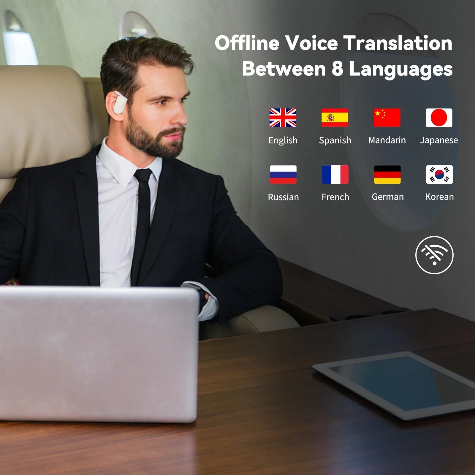 Wooask [M9] Translator Earbuds, Bi-directional Real-time Language Translator Device,98% Accuracy 0.5S Rapidly Response