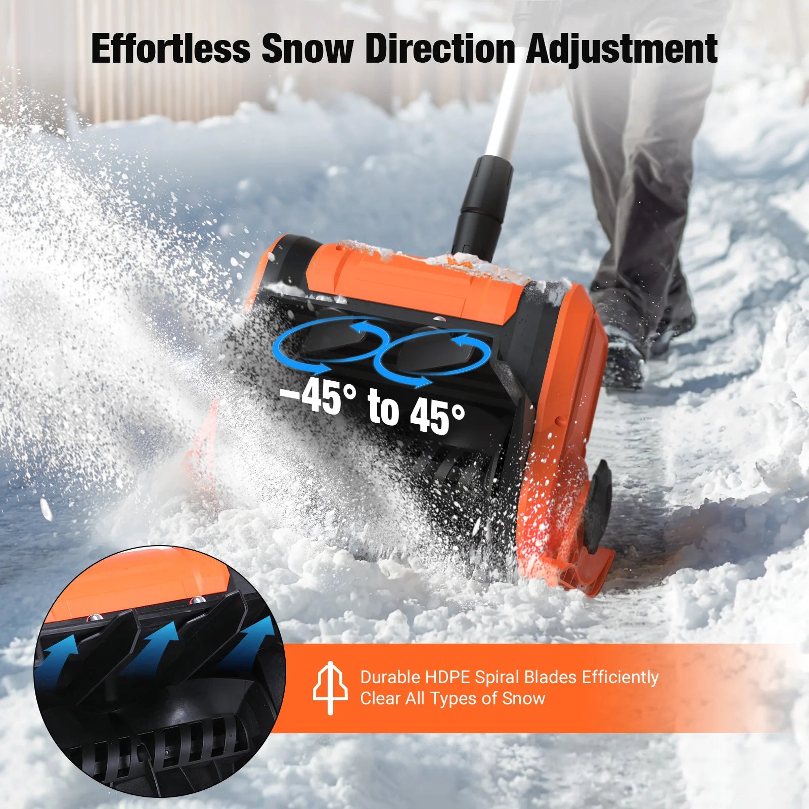 24inch Brushless Electric Snow Blower Snow Sweeper Foldable with Wheels & Battery For Mak 18V Battery For Garden Outdoor