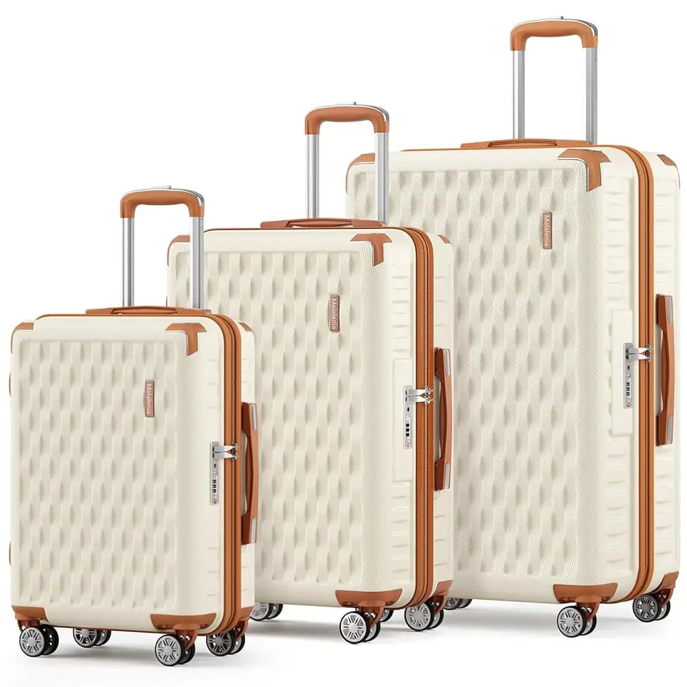 Melalenia 3-Piece Travel Luggage Set, Lightweight Durable Suitcase, TSA Lock, Spinner Wheels