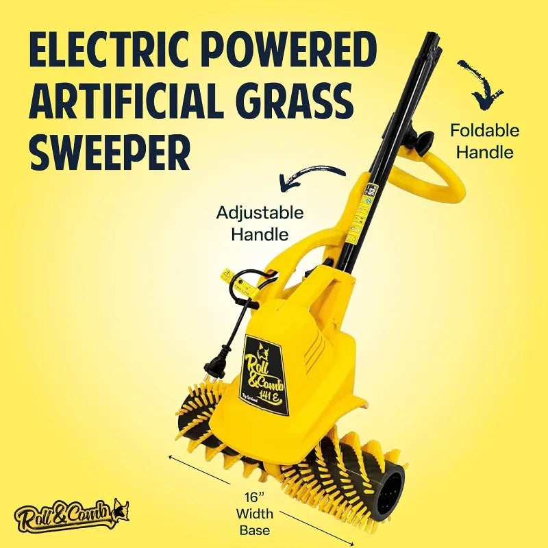 Artificial Turf Sweeper Broom by Roll & Comb, Corded Electric Power Rake for Artificial Grass, Fake Grass Cleaner for Dogs
