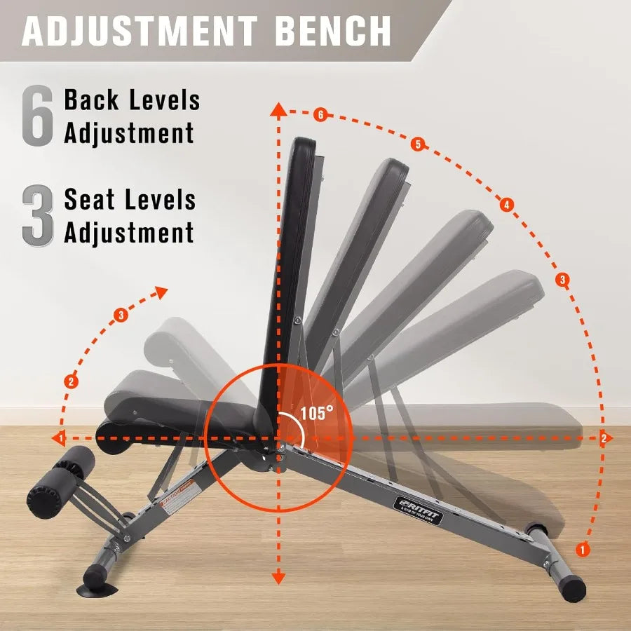 Adjustable and Foldable Utility Weight Bench with Multiple Back Positions for Home Gym Use: Offers Decline Incline and Flat Set