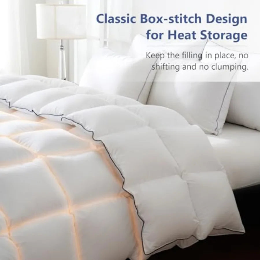 Oversized King Feather Down Fiber Comforter 100 Cotton Cover Ultra Soft Fluffy Duvet Insert All Season Luxurious Hotel Bedding