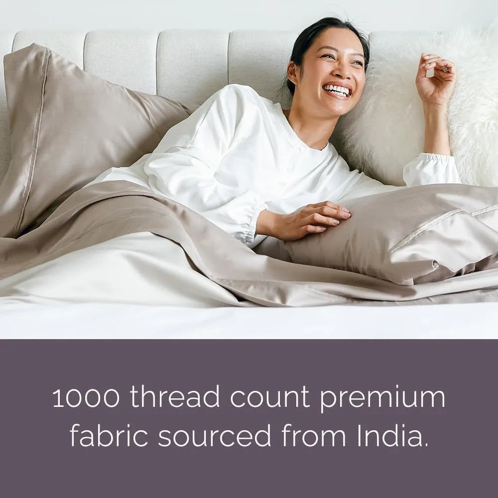 Jennifer Adams 1000 Thread Count Sheet Set – Luxury Viscose from Bamboo Poly Blend Sheets for Ultimate Comfort & Softness, Birch