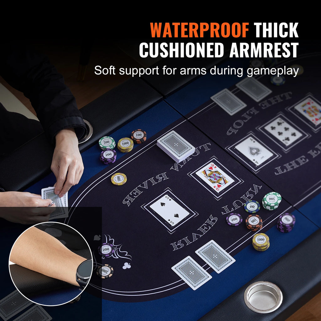SucceBuy 10 Player Poker Table 84" Blackjack Texas Holdem Poker Table Folding Card Board Game Table Oval Casino Leisure Table