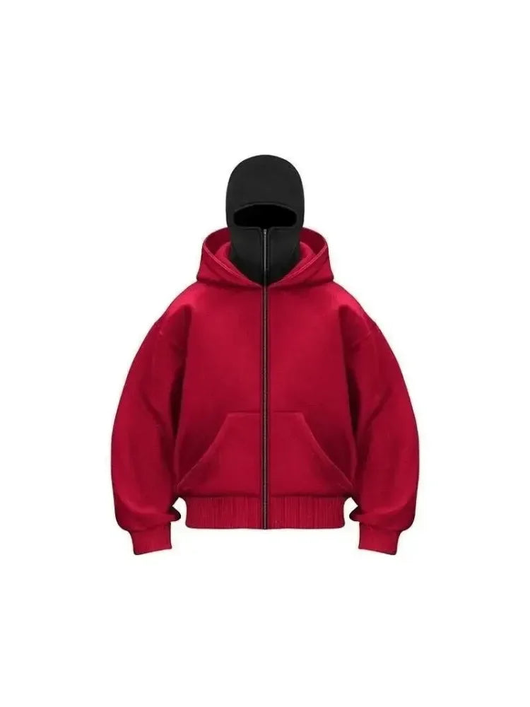 Double Hood Zip Up Sweatshirt Jacket Autumn Ins Style Unisex Couple Top for Spring Fall Winter Wear
