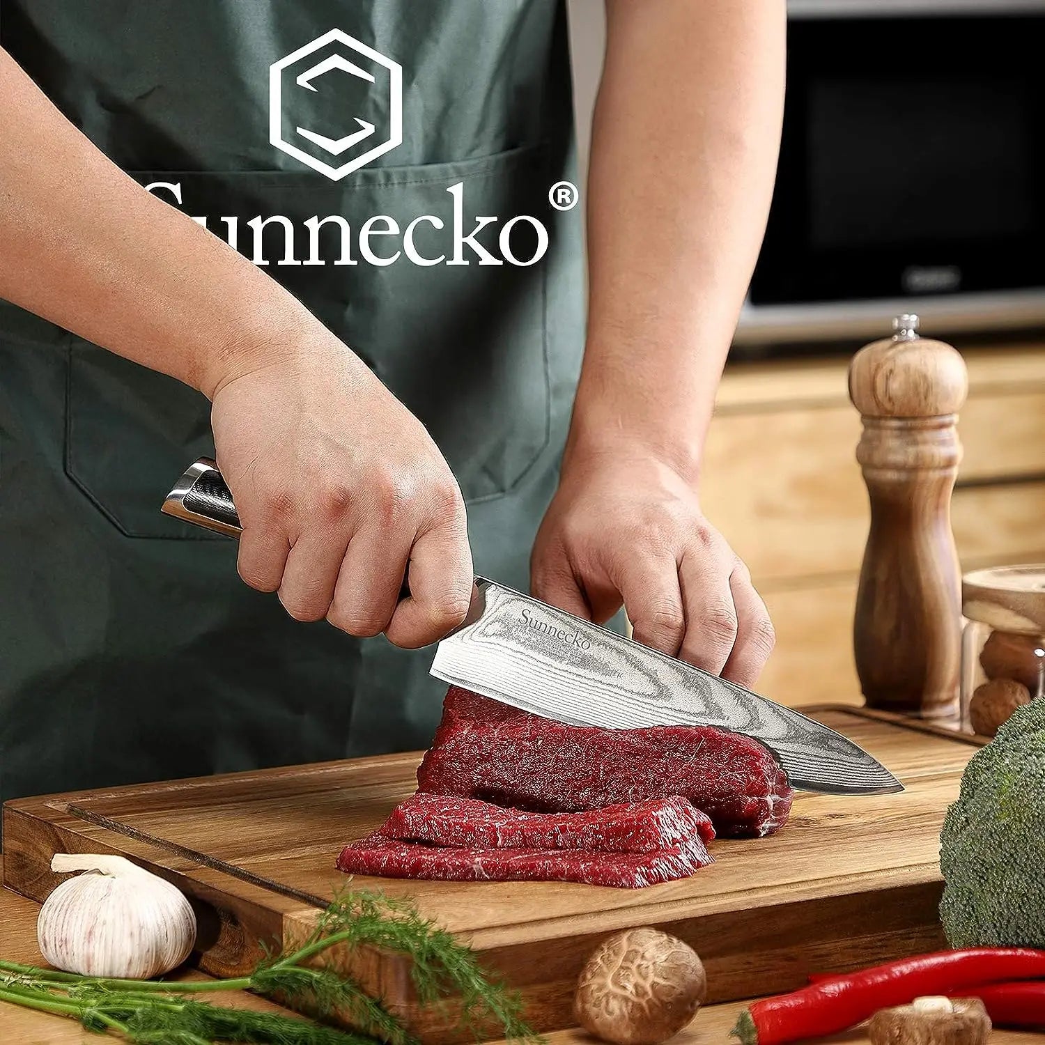 Sunnecko 1-8PCS/Set Chef's Knives 73 Layers VG10 Damascus Steel Japanese Slicing Knife Utility Paring Cleaver Cutting Knife