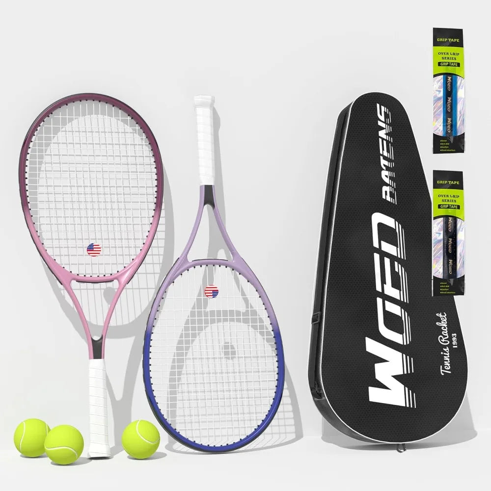 Tennis Rackets for Adults 27 Inch Complete Set with Balls Overgrips Dampers