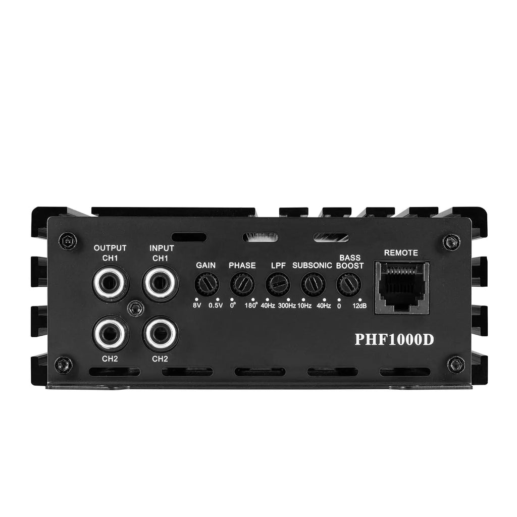 PHF1000D car Audio Amplifier Monoblock Class D MOSFER 1000 watts RMS Remote Subwoofer Level Control