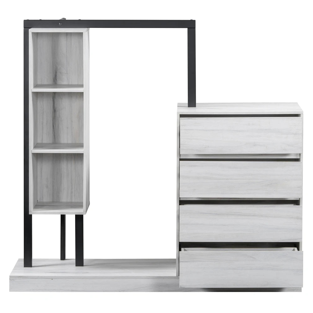 Wardrobe with 4 Drawers and 3 Shelves White