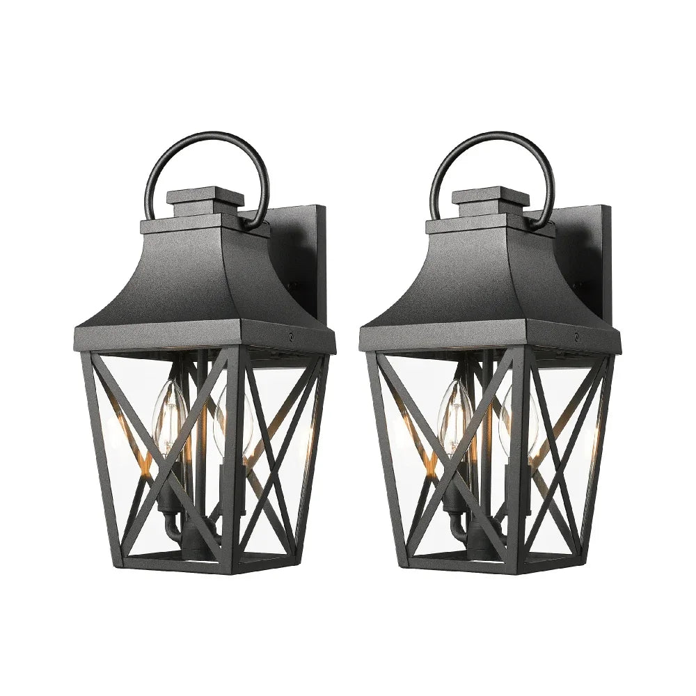 Outdoor Wall Lights Porch Lights Waterproof Outdoor Wall Sconce Exterior Light Fixture Matte Black with Clear Glass Shade