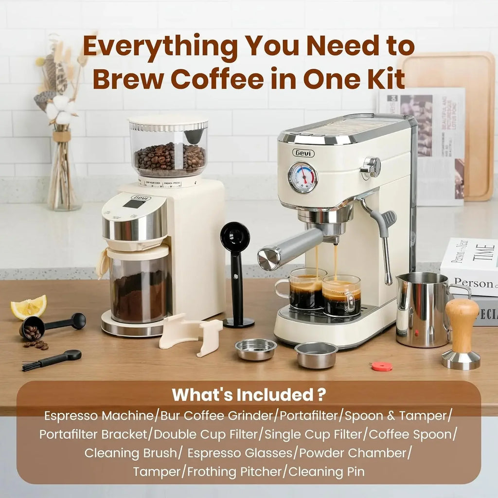 BestsellerBestsellerEspresso Machine 20 Bar with Grinder, Professional Espresso Maker with 35 Precise Grind Settings Burr Coffee