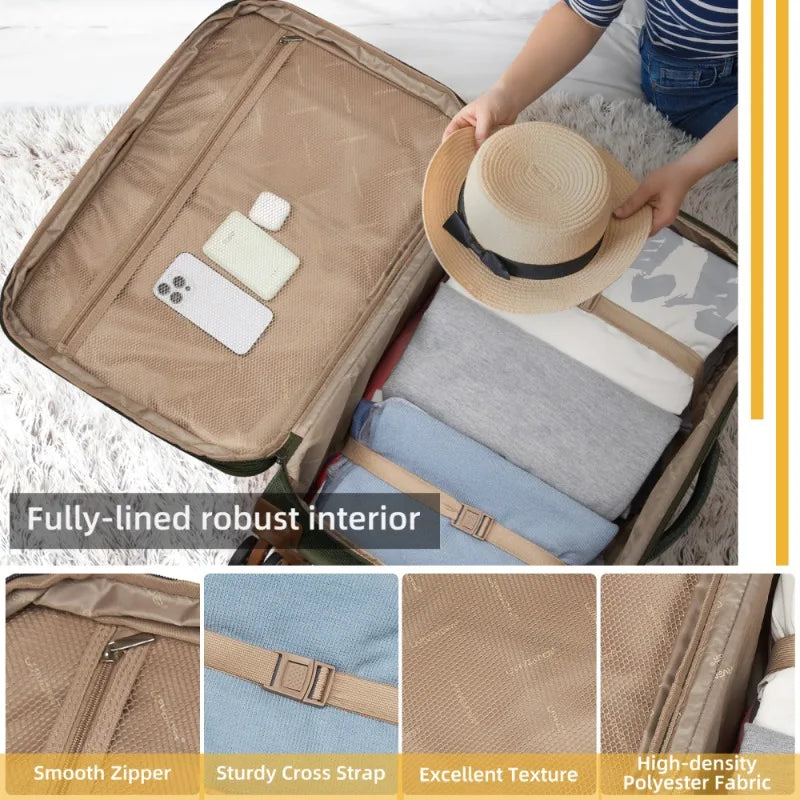 Green Luggage Set with Spinner Wheels Expandable Hardside Lightweight 3 Piece Suitcase Set for Travel