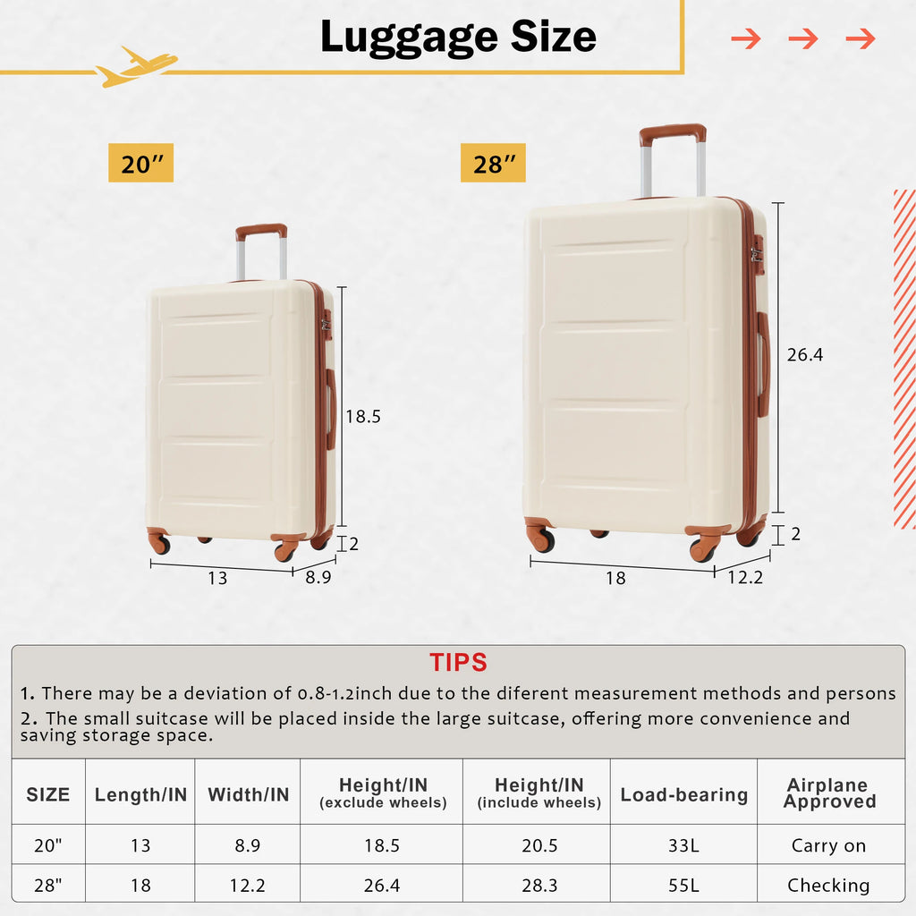 4 Piece Luggage Set with Bags Expanable Spinner Wheels ABS Lightweight Suitcase with TSA Lock 20inch+28inch