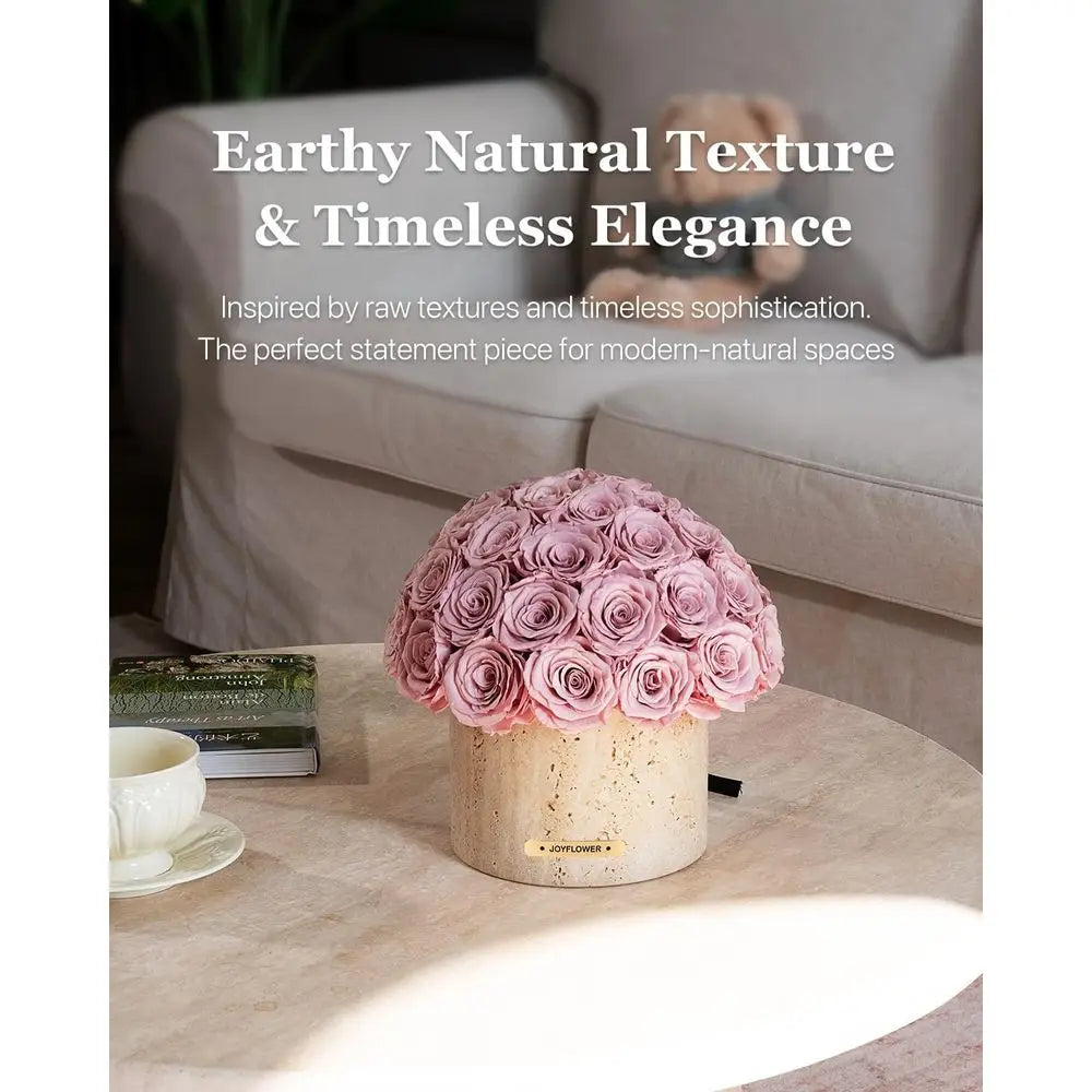 Preserved Flowers Vase, Yellow Cave Stone Flower Vases for Centerpieces, Eternal Flower Decorations for Party Home Living Room B