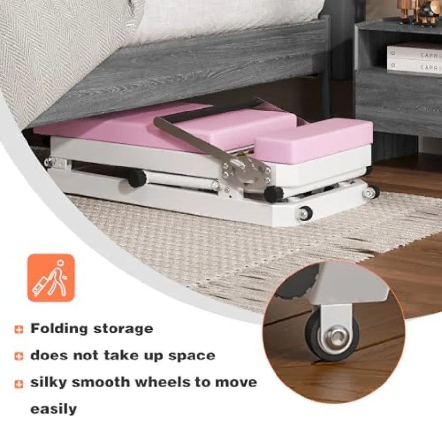 Foldable Pilates Reformer for Home Gym and Studio Pink 77.9 inch Reformer Machine with Dual Resistance Springs and Cords Suppor