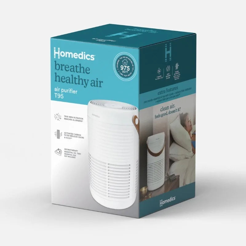 Homedics 3-1 Air Purifier, 975 Sq. ft of Coverage/Hour.True HEPA Filtration,Activated Carbon Odor Filter,Pre-filter,Medium Rooms