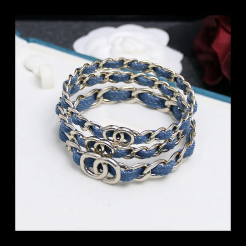 1122 Popular Blue Denim Double C Three-in-one Bracelet Light Luxury Bracelet