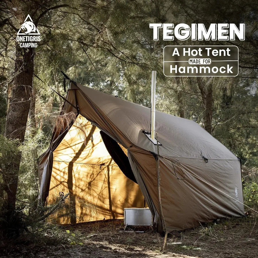 TEGIMEN Hammock Hot Tent with Stove Jack - Spacious Versatile Wall Tent with Snow Skirt for Cold Weather Camping 3000mm Waterpr