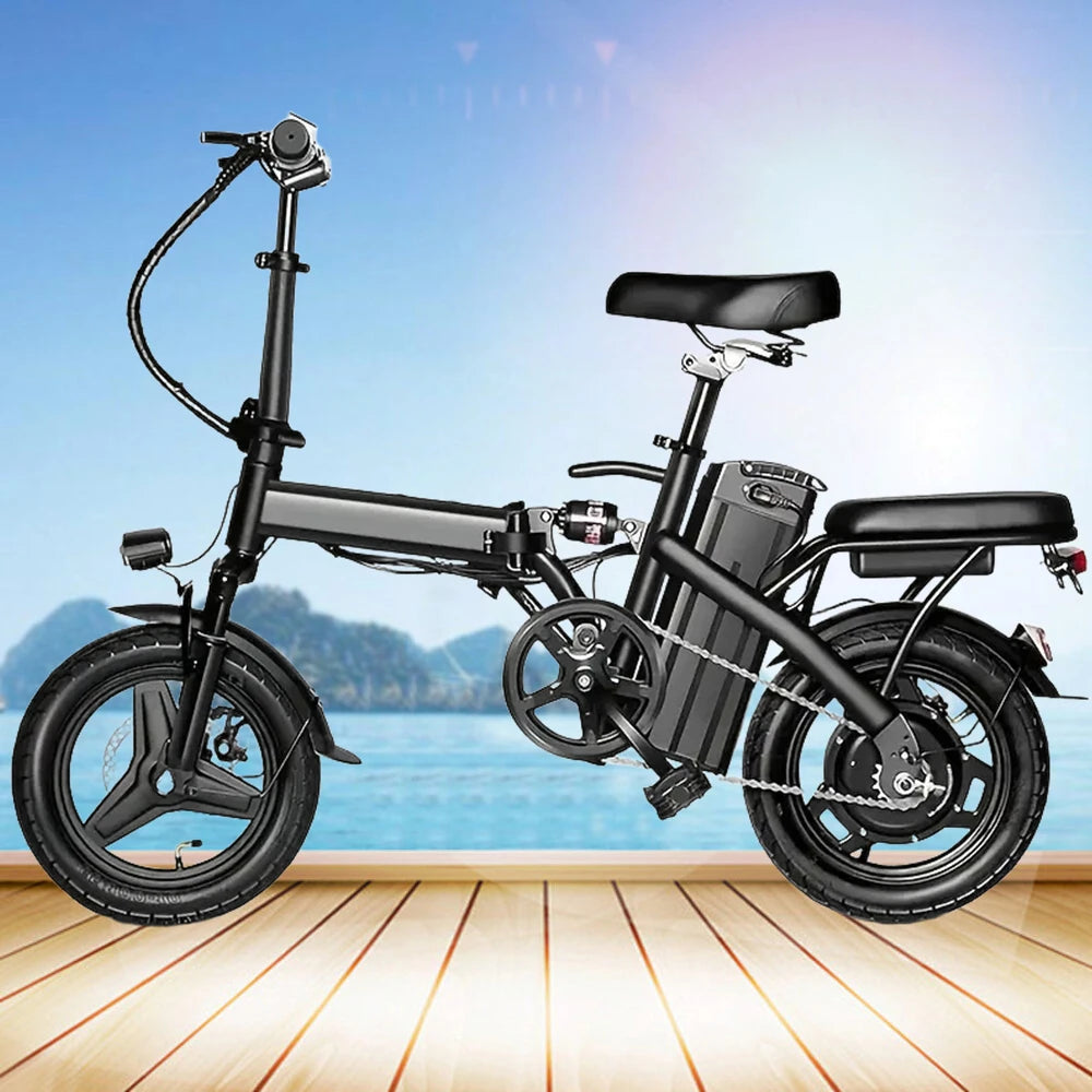 14" Folding Electric Motorcycles Mountain E Bike for Adults, 400W Peak Motor Ebike 19.5Mph 20.5Miles 48V 10.3AH Electric Bicycle