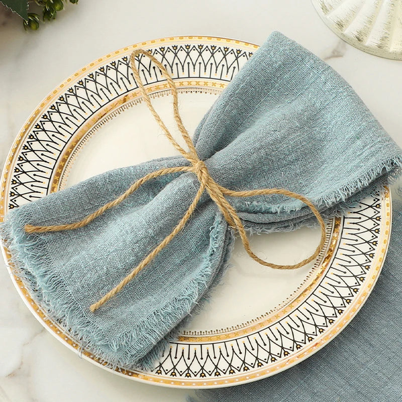 6/12pcs Vintage Rustic Napkins Retro Burr Soft and Absorbent Napkin Cloth Linen for Wedding Party Table Decorations 32x32cm