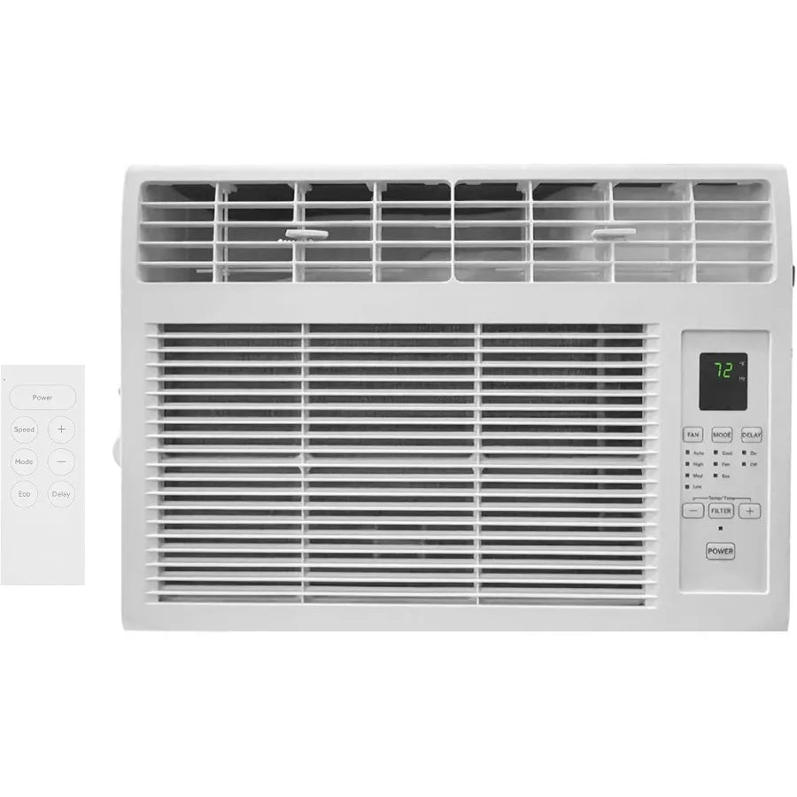6000BTU Window Air Conditioner with Remote and 24H Timer ECO Mode 4 Fan Speeds Cools up to 250 Sq. Ft. Easy Installation for Ho