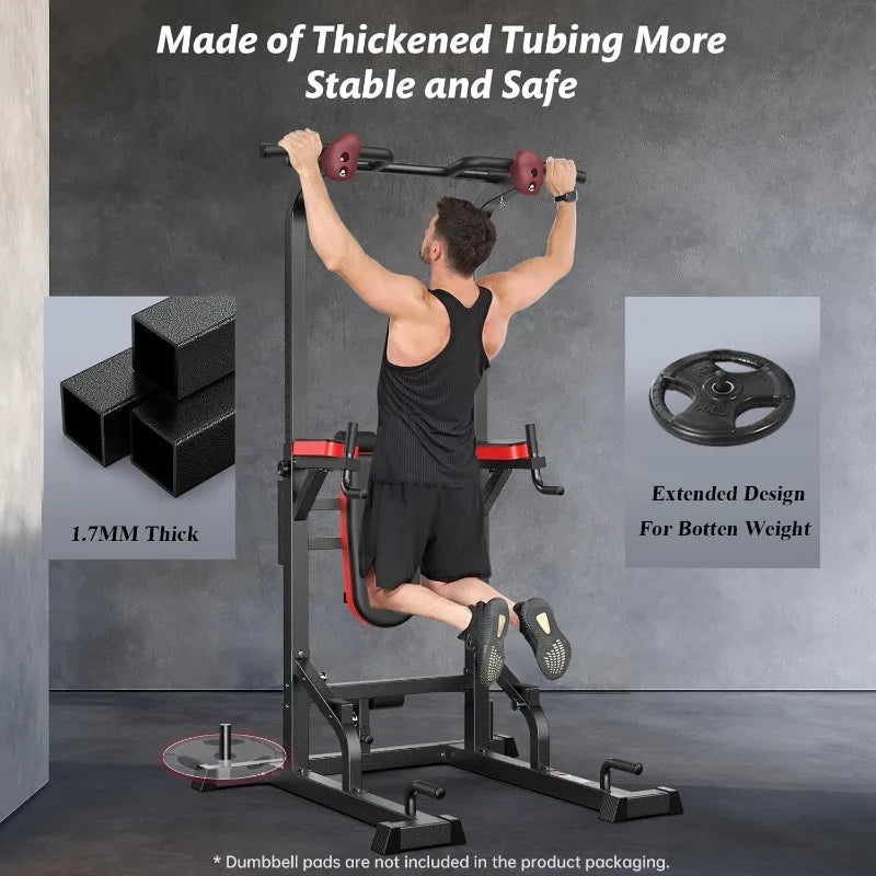 Power Tower Dip Station Pull Up Bar for Fitness Home Gym Workout,Multi-Function Adjustable Height Fitness Strength Training