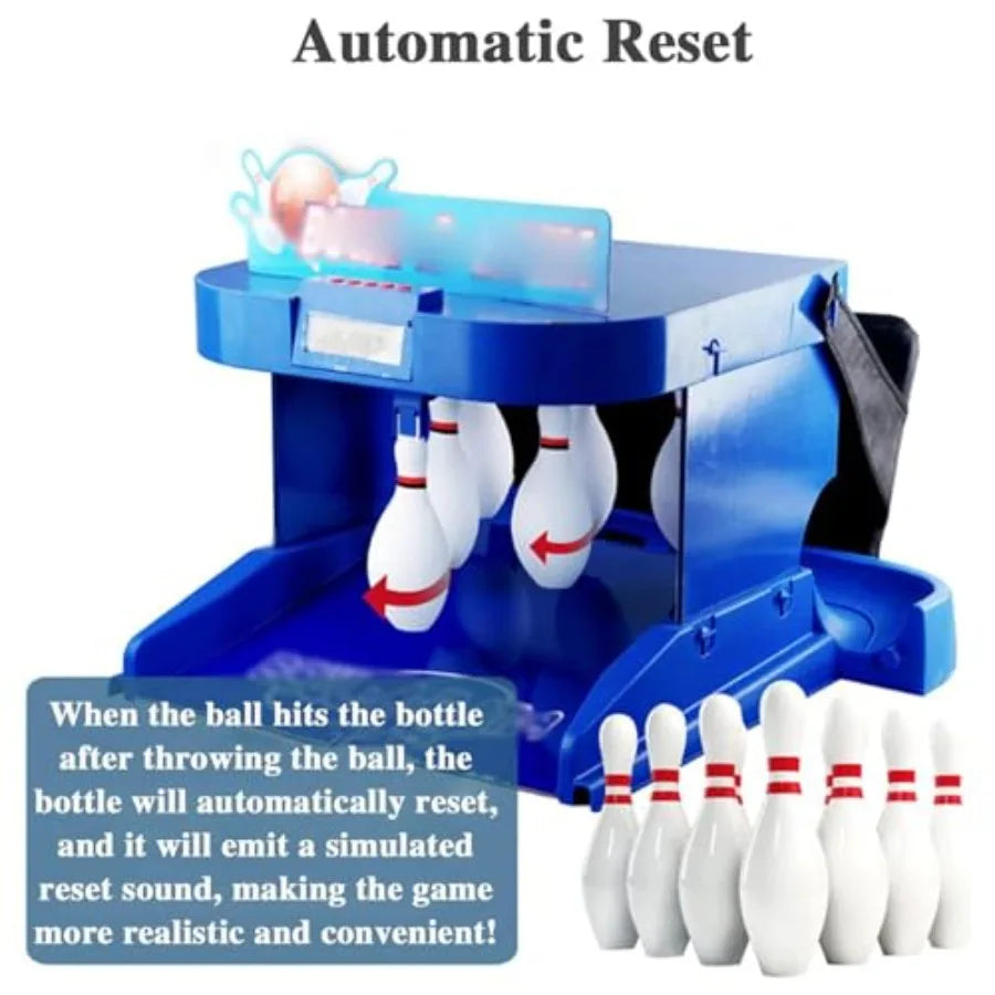 Electronic Bowling Alley Game with Automatic Reset Lighting Simulation Sound Effect Foldable Indoor Family Game for and Adults