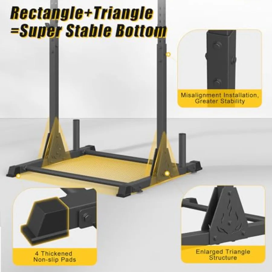 Freestanding Pull Up Bar Stand for Home Gym Outdoor Indoor Strength Training with Adjustable Dip Bars 600lbs Capacity Black