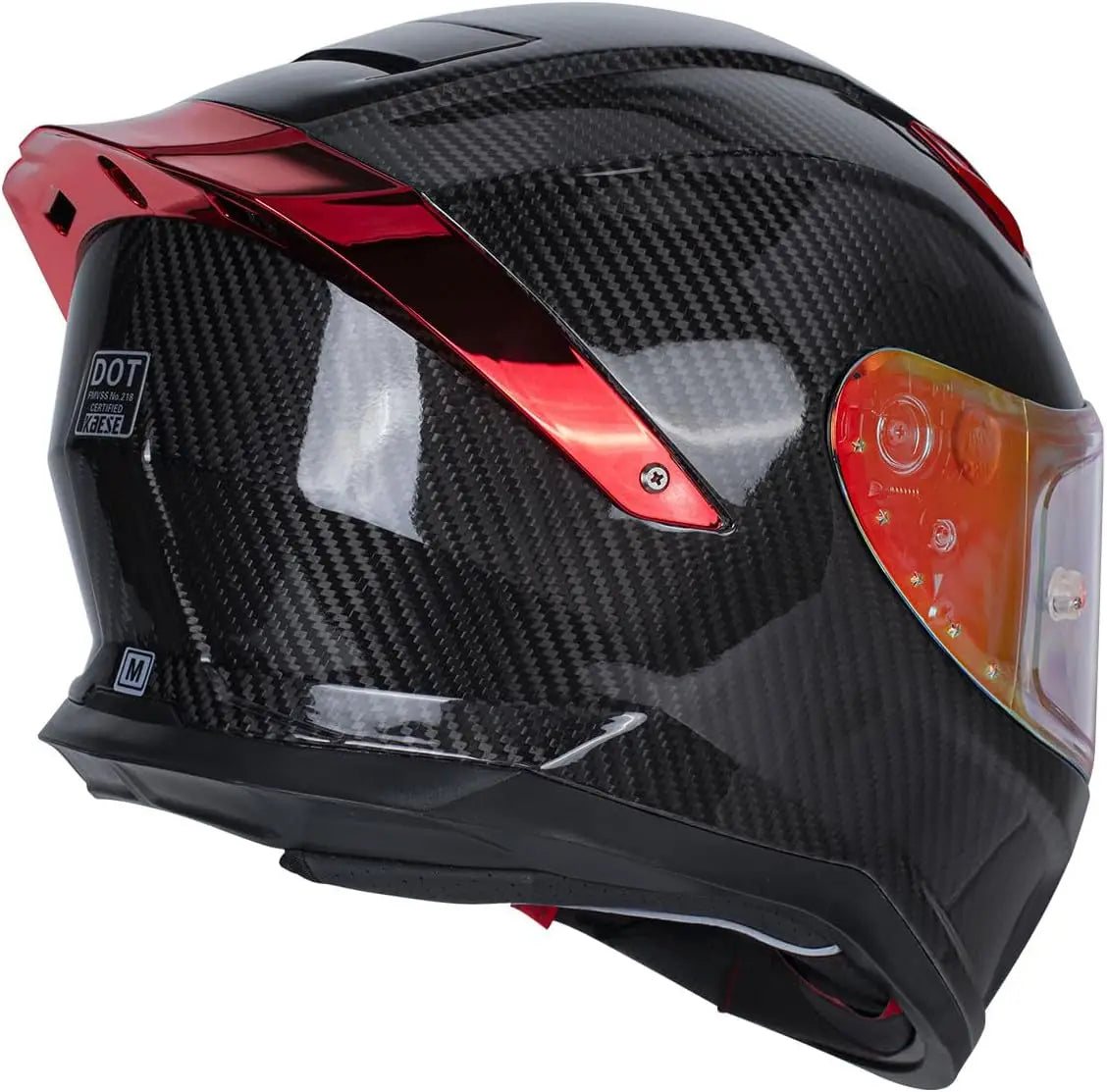 Carbon Fiber Full Face Motorcycle Helmets with Spoiler Sport Touring Street Motorcycle Helmet Bluetooth Ready Speaker Pockets