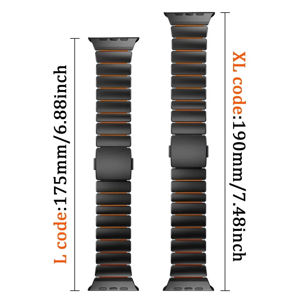 Magnetic Titanium+Silicone strap for Apple Watch bands Ultra 3 2 49mm 46mm 45mm 44mm Bracelet iWatch series 11 10 9 8 7 6 5 SE 3