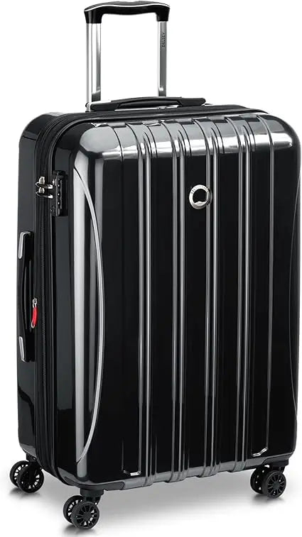 Medium 24 Inch Expandable Hardside Spinner Luggage with Aero Design, Black, Ideal for Travel and Checked Luggage