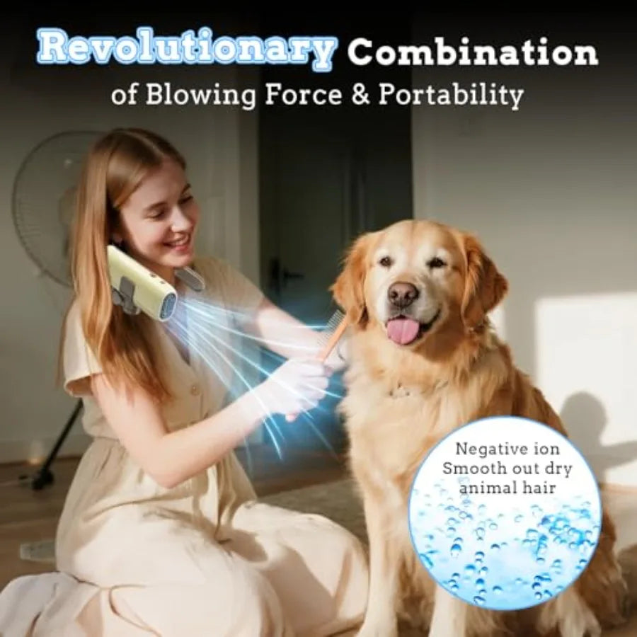 Hands-Free Neck Pet Dryer for Dog Grooming Fast Drying with Low Noise Sturdy Bracket Suitable for Golden Retriever Poodle Husky