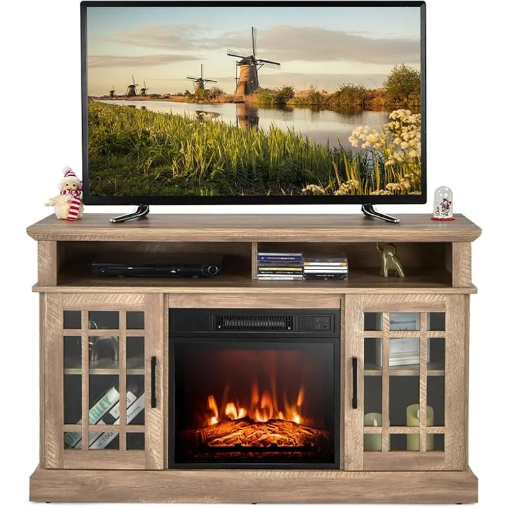 Electric Fireplace TV Stand for TVs Up to 55 Inches,18-Inch Fireplace Insert with Remote,Overheat Protection, 48-Inch,Customized