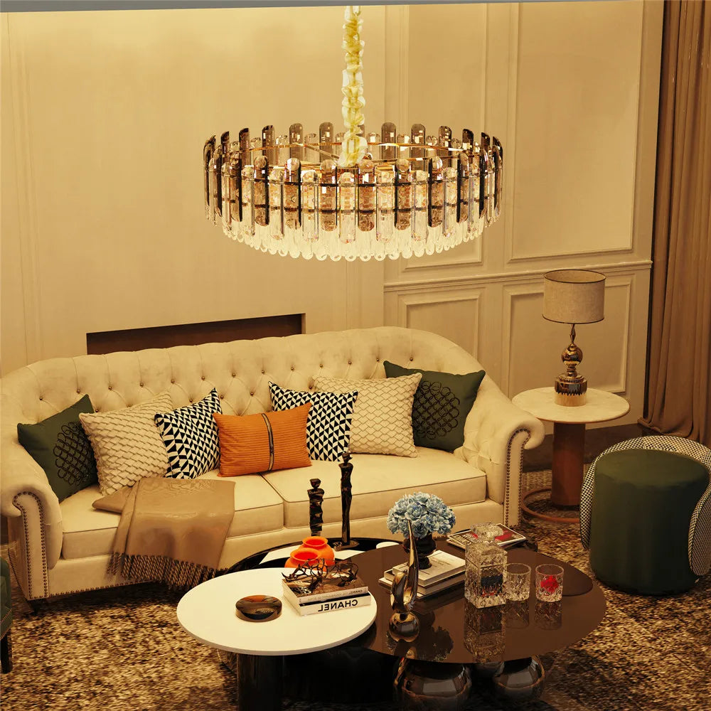 LUVODI 80cm Round Crystal Chandelier Light Super Bright Pendant Ceiling Light for Home Hotel Funiture