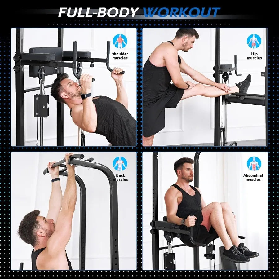 Power Tower Dip Station Pull Up Bar Exercise Tower, Free Standing Pull Up Bars For Home Gym Strength Training Workout Equipment