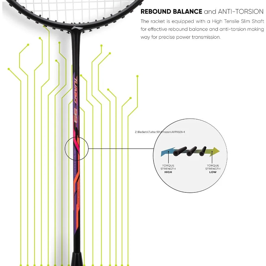 Turbo 99 Carbon Fibre Racket with Free Full Cover 84 Grams. 30 lbs.