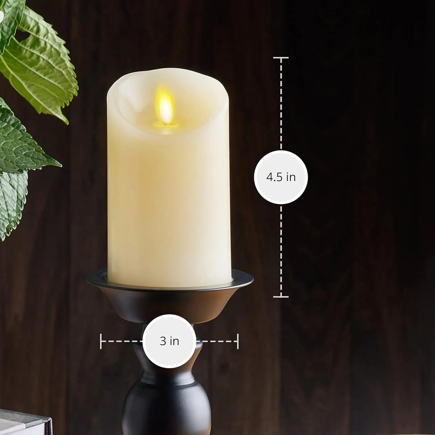 Flameless LED Flickering Pillar Candles, Ivory Pack of 4, Realistic Moving Flame for Indoor/Outdoor Decor