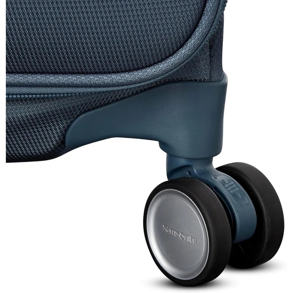 medium lightweight expandable polyester softside luggage with spinner wheels - airline approved