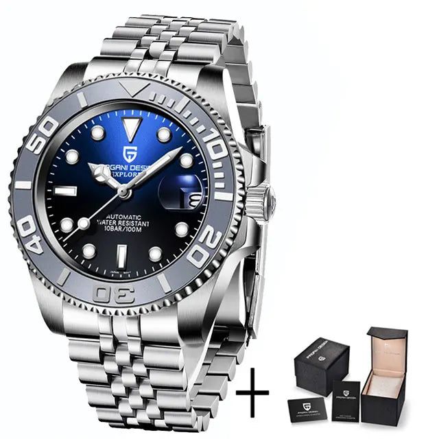 New PAGANI DESIGN 40mm Men's Wristwatch 100M Waterproof Mechanical Watches Ceramic bezel Sapphire Glass Automatic Men Watch 1651