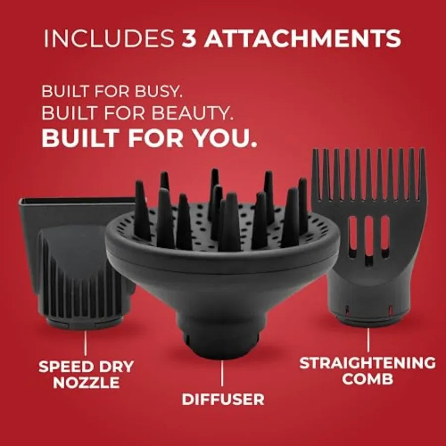 Handleless Negative Ion Hair Dryer with HydraHeat for Frizz-Free Styles Lightweight Blow Dryer in Matte Black with Diffuser Noz