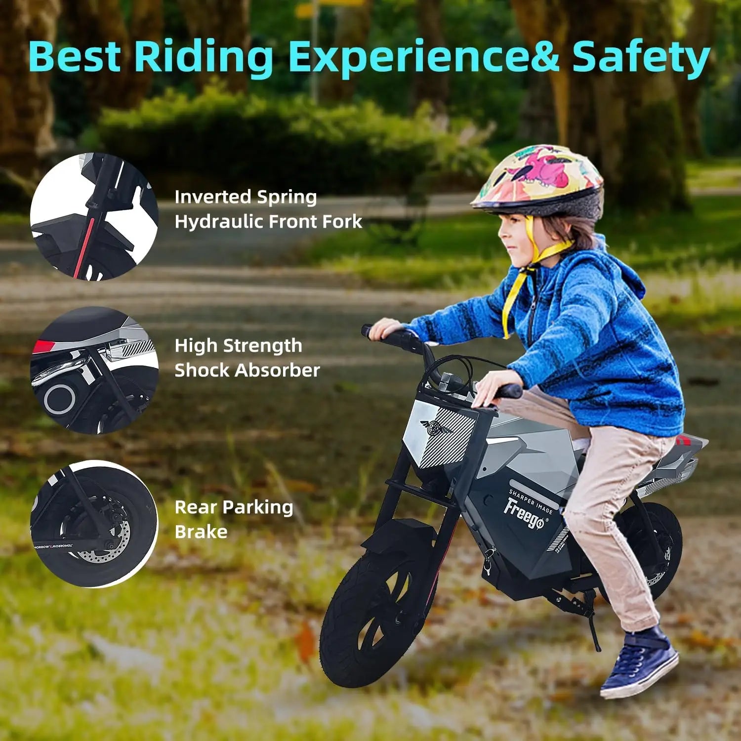 Freego K1 Kids Electric Dirt Bike Motorcycle 15.5MPH Fast Speed 10 Miles Long-Range Motorbike with Rear Motor Electric Bicycle