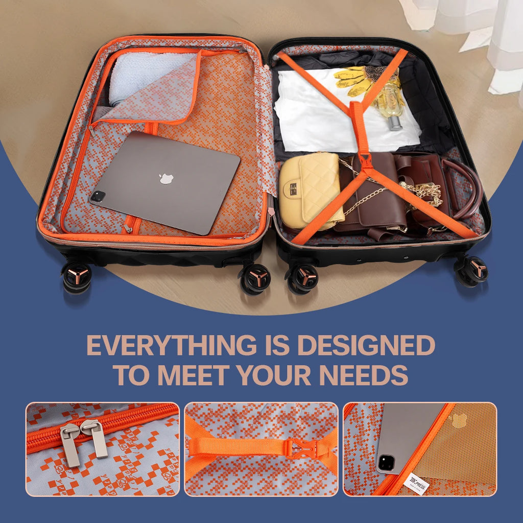 Luggage Sets 4 Pieces PP  Hard Shell Lightweight Expandable Suitcase Set with Spinner Wheels & TSA Lock ,14in 20in 25in 29in